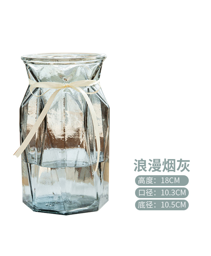 玻璃花瓶-钻石系列五选一 创意玻璃花瓶透明摆件客厅插花富贵竹水养家用北欧干花百合鲜花瓶 酒红